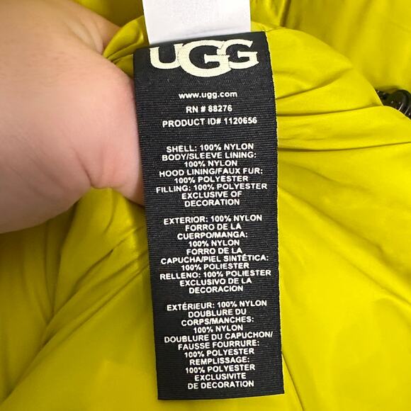 UGG Brayden Puffer Jacket Relish Green Yellow Sz L $248 - Picture 9 of 10